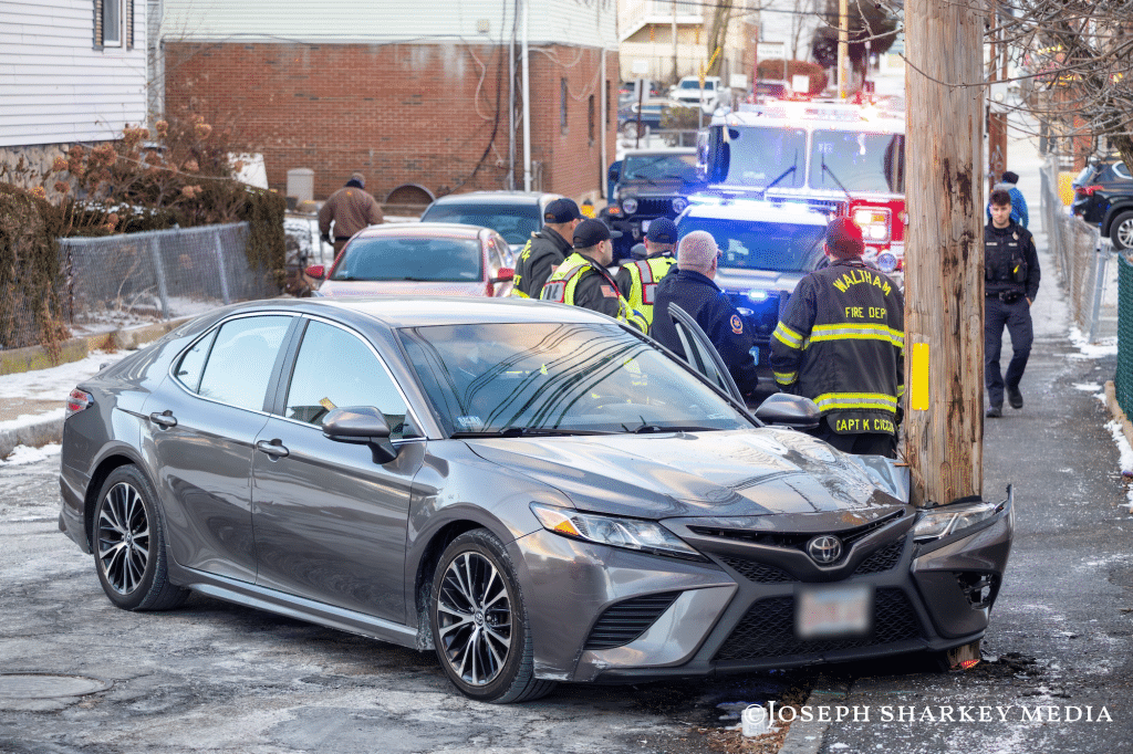 Car crashes into utility pole on Exchange Street on Jan. 2