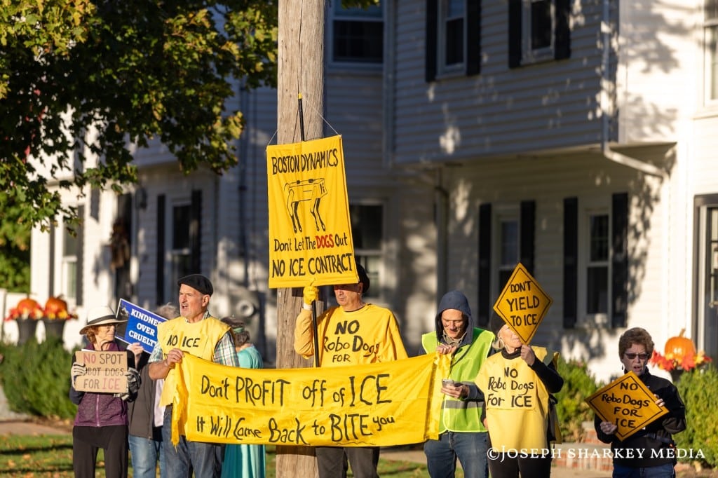 Boston Time Local advocates rally against sale of Boston Dynamicsβ robot dogs to ...